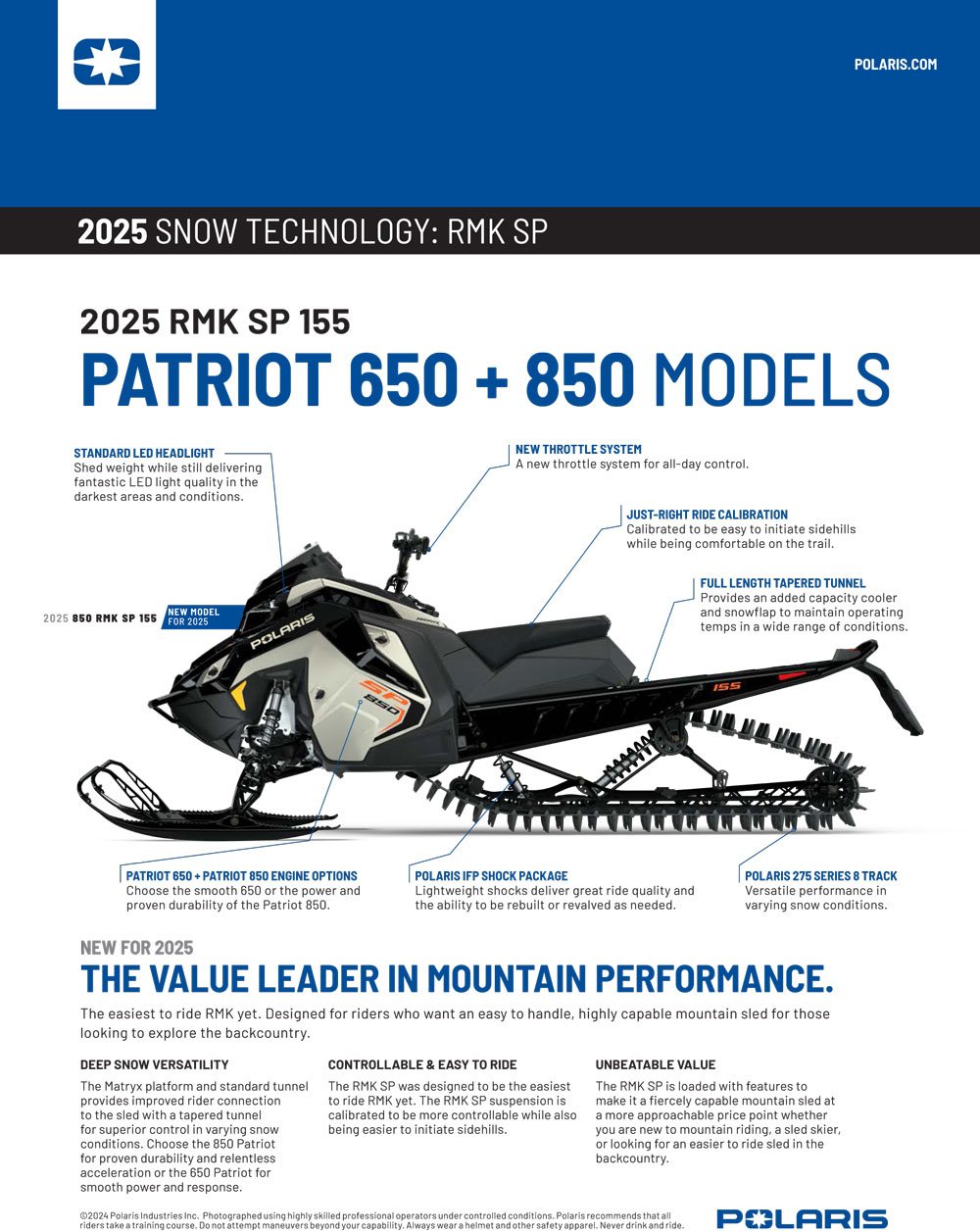 Patriot 650 and 850 RMK SP Features