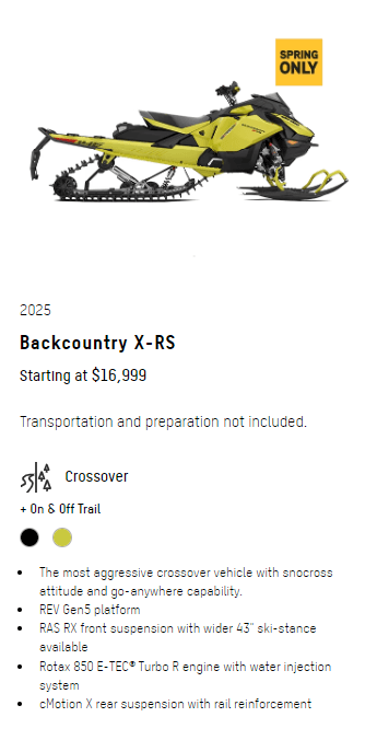 2025 Ski-Doo Backcountry X-RS
